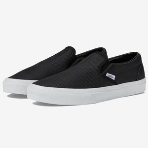 Vans Classic Black Perforated Slip-On Sneakers with White Sole